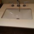 Efflorescence Removal From Beige Limestone Vanity