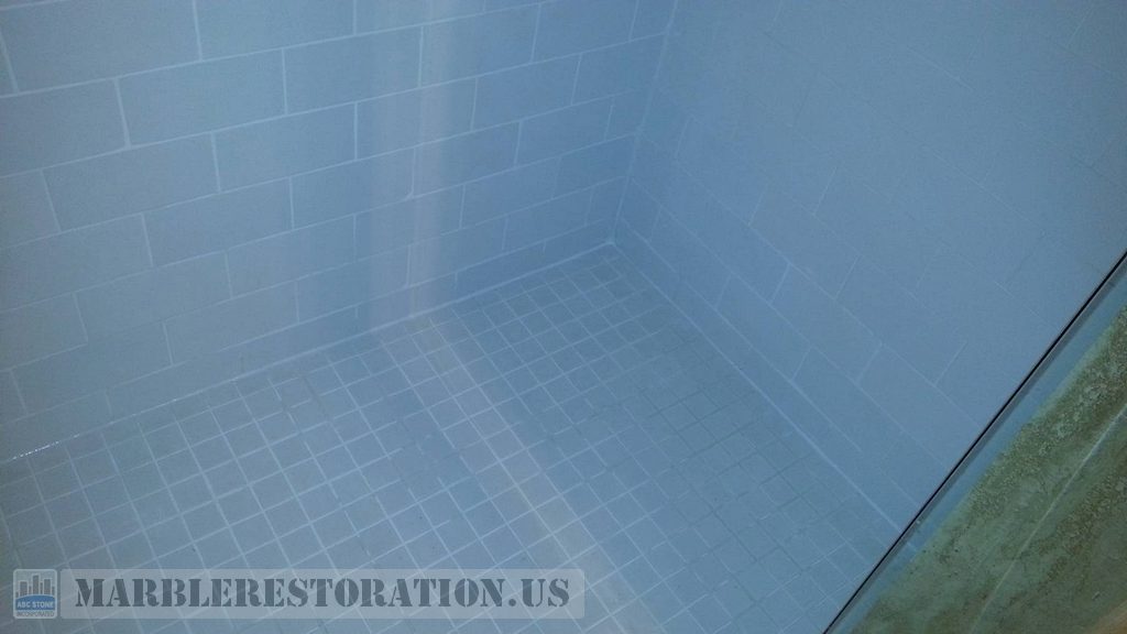 Ceramic Mosaic Shower Floor With New Grout