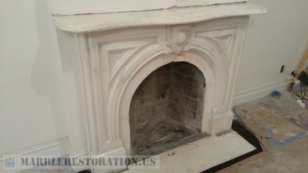 Classical Marble Fireplace Scraped Polished