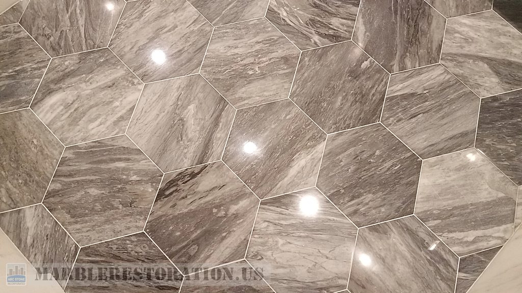 Polished Hexagon Bathroom Floor Tiles